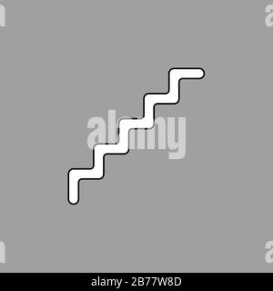 Vector illustration of line stairs symbol icon. Black outlines, grey background. Stock Vector