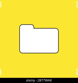 Vector illustration of closed folder icon. Black outlines, yellow background. Stock Vector