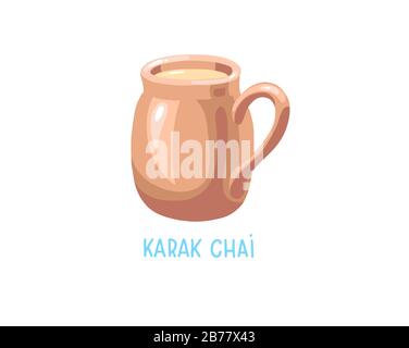 Karak Chai - traditional drink tea with milk and spices in the UAE Stock Vector