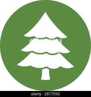 pine tree plant nature block style icon Stock Vector