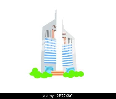 hand drawing icon of two skyscrapers, vector illustration Stock Vector