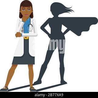 Young Medical Doctor Super Hero Cartoon Mascot Stock Vector