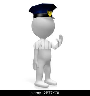 Policeman - stop sign - raised hand Stock Photo