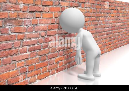 Banging head against the wall/ frustration concept Stock Photo