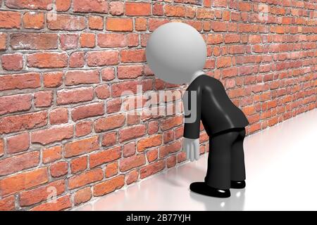 Banging head against the wall/ frustration concept Stock Photo