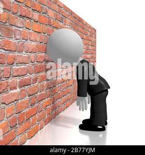 Banging head against the wall/ frustration concept Stock Photo