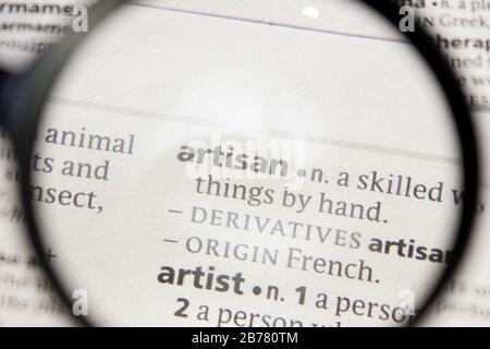 Artisan word or phrase in a dictionary Stock Photo