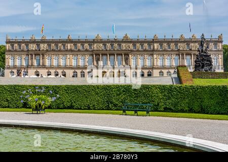 Herrenchiemsee is a complex of royal buildings on Herreninsel, the largest island in the Chiemsee lake, in southern Bavaria, Germany. Stock Photo