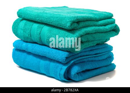 colorful bathing towels isolated on a white background. Stock Photo