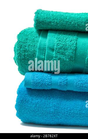 colorful bathing towels isolated on a white background. Stock Photo