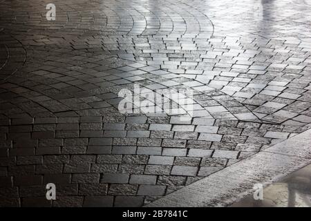 Cobbled stone way. Nice pavement stone pattern background Stock Photo