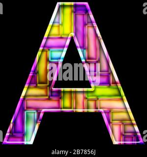3D render of neon bricks pattern alphabet capital letter Stock Photo