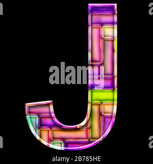 3D render of neon bricks pattern alphabet capital letter Stock Photo