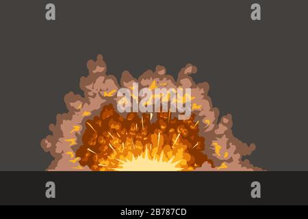 cartoon explosion on dark surface Stock Vector
