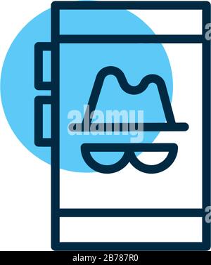 smartphone with incognito, line style icon vector illustration design Stock Vector