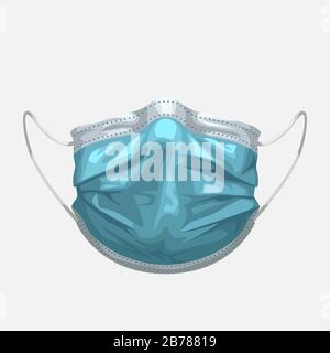 blue medical mask front view Stock Vector