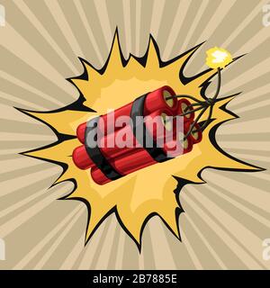cartoon red dynamite firing wire Stock Vector