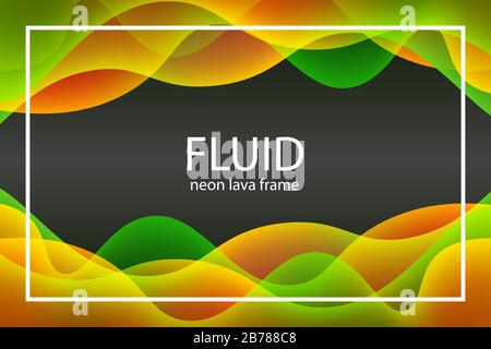 Liquid color gratient splash cover background. Neon lava fluid paint template Stock Vector