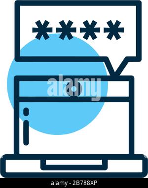 laptop with password, line style icon vector illustration design Stock Vector