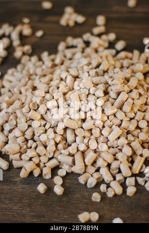 Wooden pellets, also used as cat litter. Stock Photo