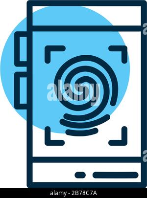 smartphone with fingerprint, line style icon vector illustration design Stock Vector