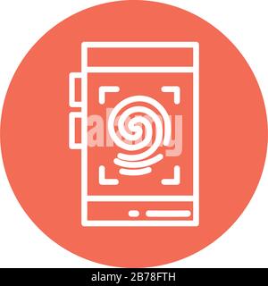 smartphone with fingerprint, block and flat style icon vector illustration design Stock Vector