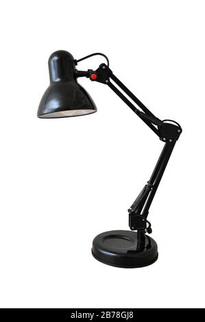 Vintage black table lamp isolated on white background Stock Photo