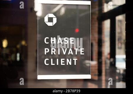 Chase Private Client signage seen at a branch of JPMorgan Chase Bank. Stock Photo