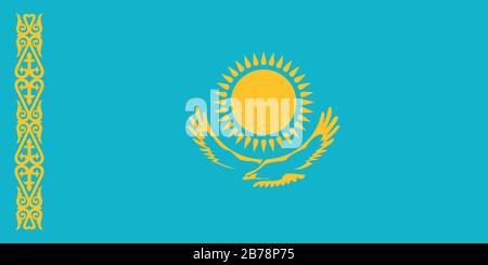 Flag of Kazakhstan - Kazakhstani flag standard ratio - true RGB color mode Stock Photo