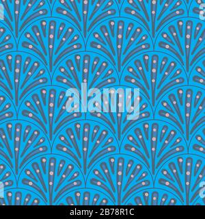 peacock tail seamless vector blue pattern Stock Vector