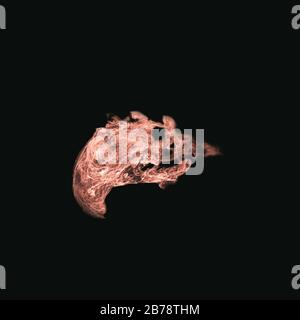 red smoke effect on a black background created using milk and water, creating a dragon face Stock Photo