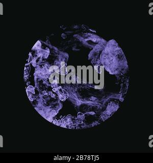 purple smoke effect on a black background created using milk and water Stock Photo