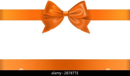 orange bow and ribbon on white background Stock Vector