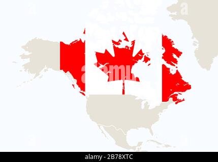 North America with highlighted Canada map. Vector Illustration. Stock Vector
