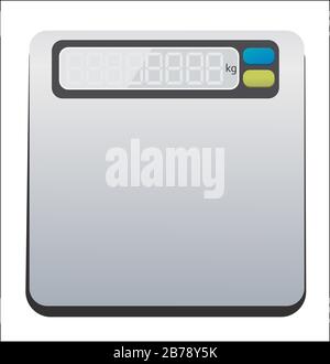 Electronic scales for products. Kitchen scales, isolated on a white background, vector illustration Stock Vector