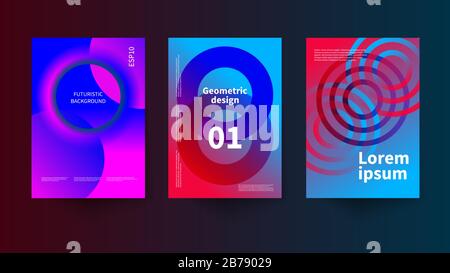 Modern abstract gradient posters, geometric trendy backgrounds, color futuristic covers, vector digital template Stock Vector