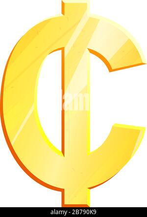 GHS Golden Ghanaian Cedi symbol on white background. Finance investment concept. Exchange Ghana currency Money banking illustration. Business income earnings. Financial sign stock vector. Stock Vector