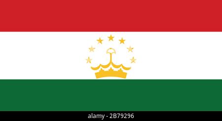 Flag of Tajikistan - Tajik flag standard ratio - true RGB color mode Stock Photo