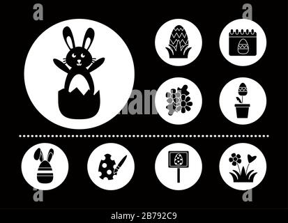 bundle of easter set line icons Stock Vector
