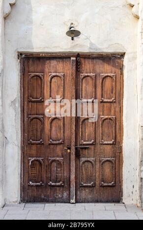 Traditional House Door in Old Dubai. Stock Photo
