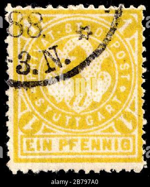 Germany Stuttgart 1886 local stamp - 1 used. Stock Photo