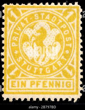 Germany Stuttgart 1886 local stamp - 1 unused. Stock Photo