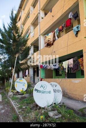 Popular and middle class new apartments blocks with satellite dishes, Addis Ababa Region, Addis Ababa, Ethiopia Stock Photo