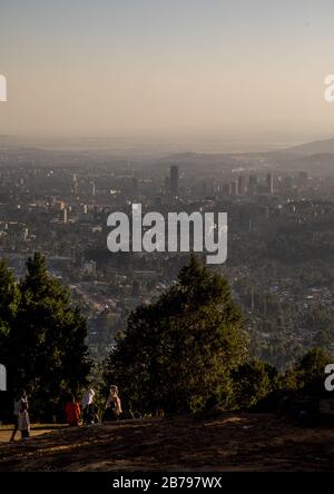 A panoramic view of the town from Entoto mountain, Addis Ababa Region, Addis Ababa, Ethiopia Stock Photo