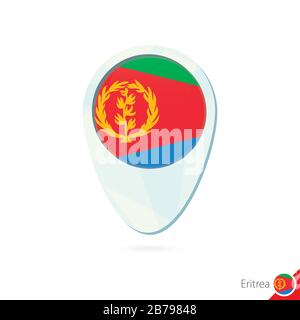 Eritrea flag location map pin icon on white background. Vector Illustration. Stock Vector