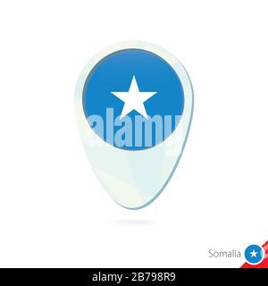 Somalia flag location map pin icon on white background. Vector Illustration. Stock Vector