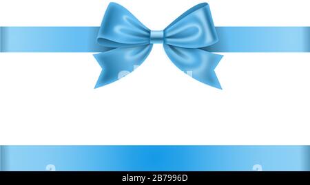 light bluet bow and ribbon on white background Stock Vector
