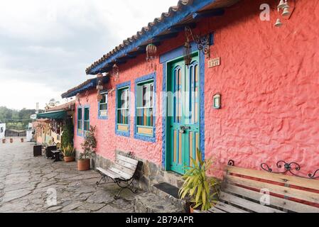 Duitama, Boyaca / Colombia; April 9, 2018: Pueblito Boyacense, a picturesque tourist spot with traditional streets and colorful facades Stock Photo