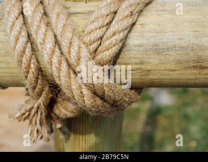 inen rope in view as a thread background Stock Photo