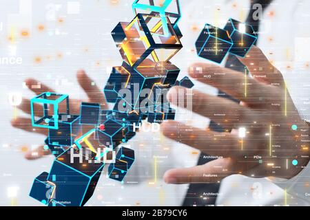 A Abstract Futuristic infographic with Visual data complexity Stock Photo
